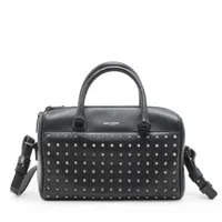 サンローランパリ ベイビーダッフル レザーxスタッズ 2WAYハンドバッグ ブラック 332423