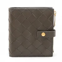 ボッテガヴェネタ イントレチャート レザー コンパクトウォレット カーキ