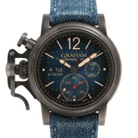 グラハム クロノファイター 2CVAV.U03A SS SS×革 AT ブルー文字盤