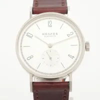 ノモス グラスヒュッテ タンジェント 冬 日本限定 TN35FUYU SS SS×革 手巻き シルバー文字盤