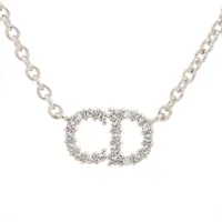 クリスチャンディオール Clair D Lune クレール ディー リュヌ ネックレス GP×ラインストーン シルバー