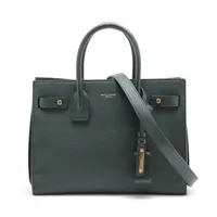 サンローランパリ サックドジュール ナノ レザー 2WAYハンドバッグ グリーン 477477