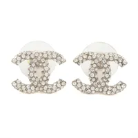 シャネル ココマーク B20V ピアス(両耳用) GP×ラインストーン シルバー