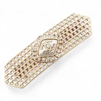 シャネル ココマーク L21P バレッタ GP×ラインストーン シャンパンゴールド