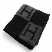 エルメス アヴァロン ブランケット ウール×カシミヤ ブラック×グレー