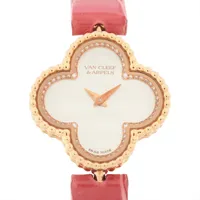 ヴァンクリーフ&アーペル スウィート アルハンブラ VCARO8WS00 RG RG×革 QZ ホワイトシェル文字盤