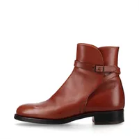 ジェイエムウエストン レザー ショートブーツ 4D レディース ブラウン 308430 ストラップ 純正シューツリー付き 右足インソール浮きあり