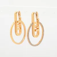 フェンディ オーロック ピアス(両耳用) GP×ラインストーン ゴールド