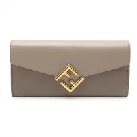 フェンディ FFダイヤモンド 8M0251 レザー ロングウォレット ベージュ