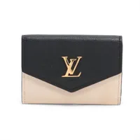 ヴィトン LVロゴ ポルトフォイユロックミニ M80984 ブラック×アイボリー コンパクトウォレット RFID反応あり