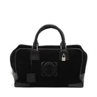 ロエベ アマソナ36 スエードxレザー ハンドバッグ ブラック