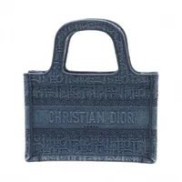 クリスチャンディオール オブリーク ミニブックトート デニム ハンドバッグ ブルー