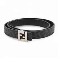 フェンディ FFスクエア ベルト PVC×レザー×メタル グレー×ブラック