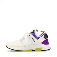 トムフォード ファブリック スニーカー 8.5 メンズ アイボリー×パープル J1100 ロゴ 厚底