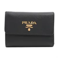 プラダ サフィアーノメタル 1MH025 レザー コンパクトウォレット ブラック