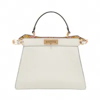 フェンディ×ヴェルサーチェ フェンダーチェ ピーカブー アイシーユー ミディアム レザー ハンドバッグ ホワイト 8BN321