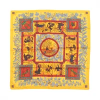 エルメス カレ90 MUSIQUE DES DIEUX 神々の音楽 スカーフ シルク イエロー