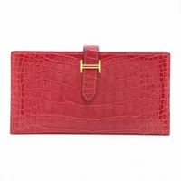 エルメス ベアンスフレ アリゲーター ロングウォレット ゼラニウム ゴールド金具 A:2017年