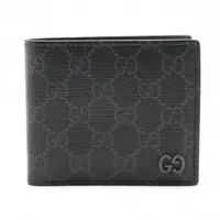 グッチ GGスプリーム 768244 PVC×レザー コンパクトウォレット ブラック