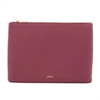 ロエベ ロゴ レザー ポーチ ボルドー