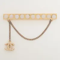 シャネル ココマーク 01A ブローチ GP×フェイクパール ゴールド