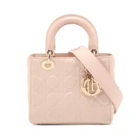 クリスチャンディオール カナージュ マイレディディオール レザー 2WAYハンドバッグ ピンク