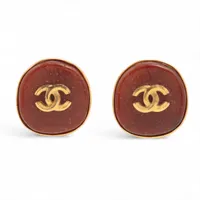 シャネル ココマーク 98P イヤリング(両耳用) GP ブラウン×ゴールド