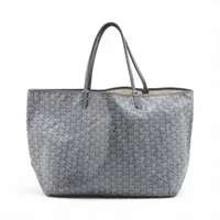 ゴヤール サンルイGM PVCxレザー トートバッグ グレー