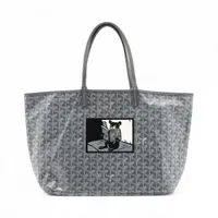 ゴヤール サンルイPM PVCxレザー トートバッグ グレー