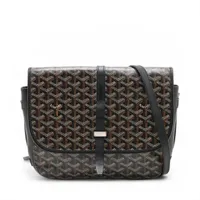 ゴヤール ベルヴェデーレMM PVCxレザー ショルダーバッグ ブラウンxブラック