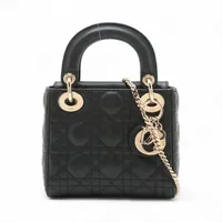 クリスチャンディオール カナージュ レディディオール ミニ レザー 2WAYハンドバッグ ブラック