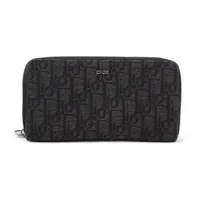 ディオール オブリーク キャンバス×レザー ラウンドジップウォレット ブラック