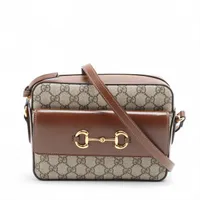 グッチ GGスプリーム ホースビット PVCxレザー ブラウン 645454