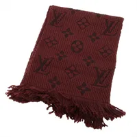 ヴィトン 413287 エシャルプ ロゴマニア マフラー ウール×シルク ブラウン