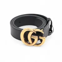 グッチ 414516 ダブルG ベルト 80 レザー ブラック