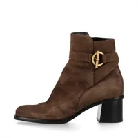 エルメス ジル 25AW スエード ショートブーツ 37 レディース ブラウン グレナン バックル