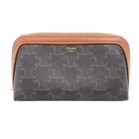 セリーヌ トリオンフ PVC×レザー ポーチ ブラウン