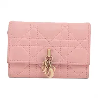 ディオール レディディオール カナージュ レザー コインケース ピンク