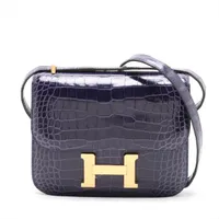 エルメス コンスタンス3 ミニ18 アリゲーター ブルーアンクル ゴールド金具 C:2018年