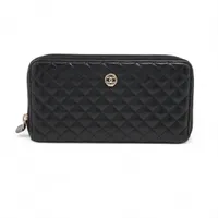 シャネル マトラッセ ラムスキン ラウンドジップウォレット ブラック ゴールド金具 16番台