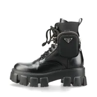 プラダ Re Nylon リ ナイロン レザー ショートブーツ 36 レディース