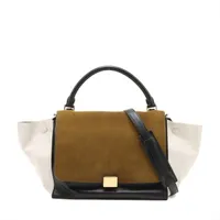 セリーヌ トラペーズ レザーxスエード 2WAYハンドバッグ マルチカラー