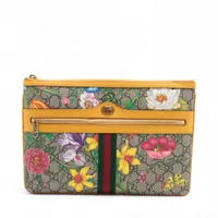 グッチ GGフローラ PVCxレザー クラッチバッグ イエロー 517551