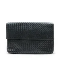 ボッテガヴェネタ イントレチャート レザー クラッチバッグ ブラック