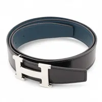 エルメス Hベルト D:2019 ベルト 95 ボックスカーフ×トゴ ブラック×ネイビー