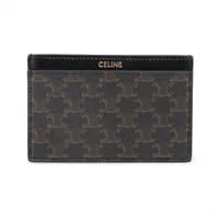 セリーヌ トリオンフ PVC×レザー カードケース ブラック×ブラウン