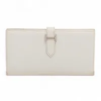 エルメス ベアン ヴォーエプソン ロングウォレット ホワイト シルバー金具 □K:2007年