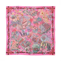 エルメス カレ90 AU FIL DU CARRE カレの赴くままに スカーフ シルク ピンク