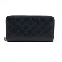 グッチ グッチシマ ジップアラウンドウォレット 779833 レザー ラウンドジップウォレット ネイビー Ⓖ刻印 有