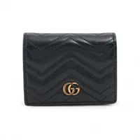 グッチ ダブルG 466492 レザー コンパクトウォレット ブラック